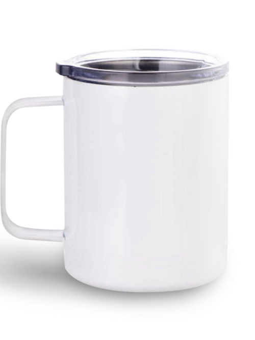 Stainless steel mug with clear lid