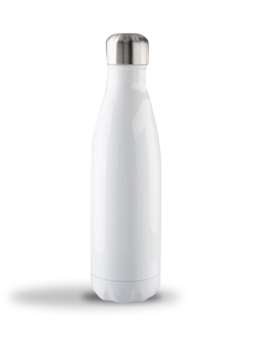 White bottle with stainless steel interior