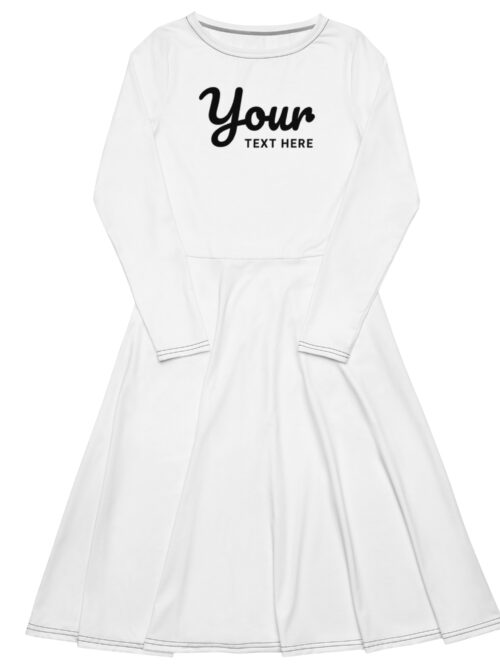 All-over print long sleeve midi dress