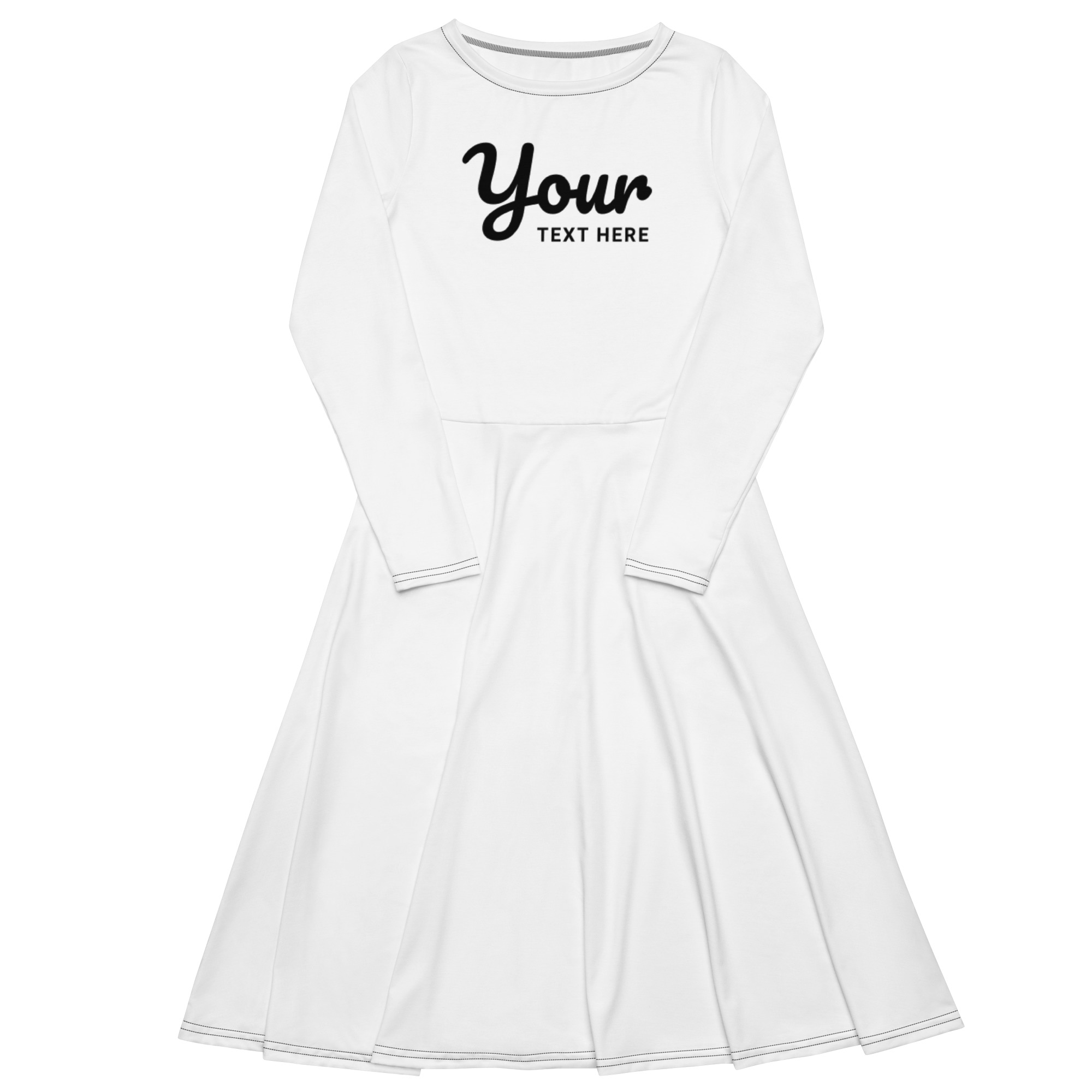 All-over print long sleeve midi dress